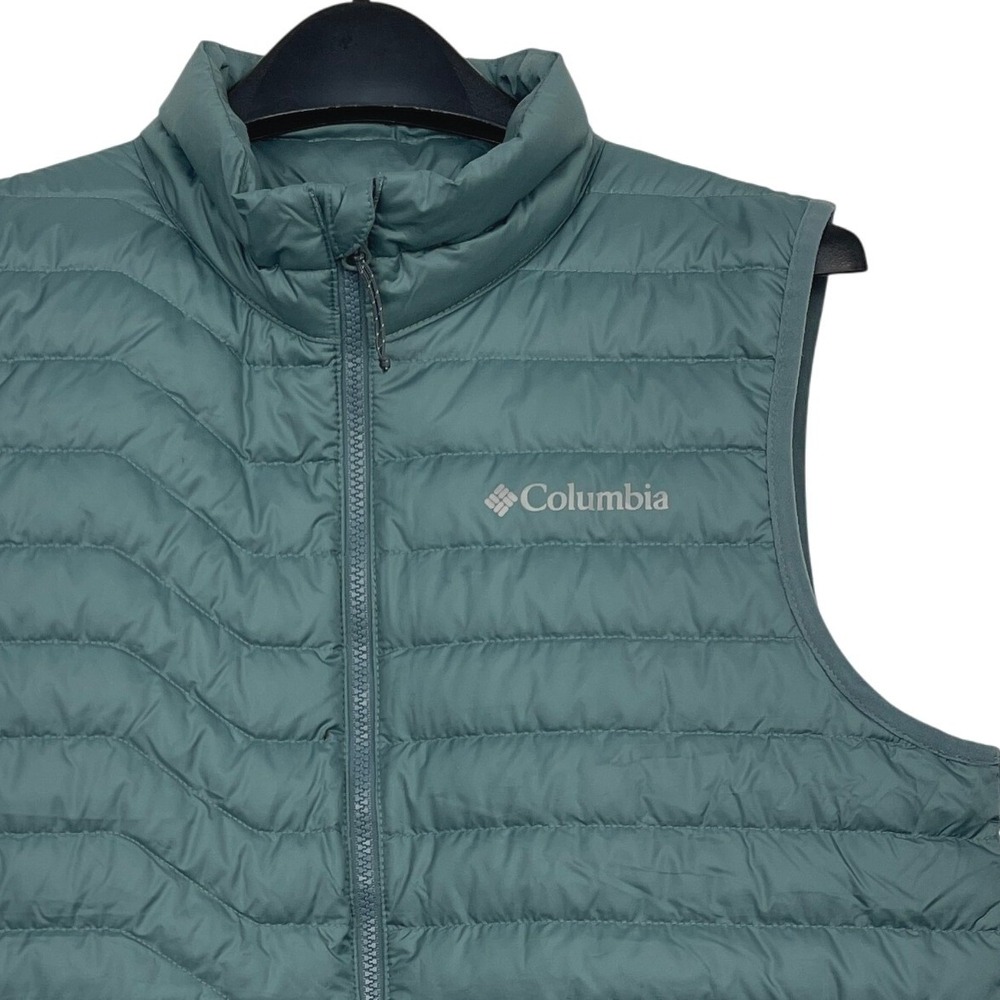 Columbia Woodrose Crest‎ Packable Down Vest 650 Fill Mens S Omni-Heat Blue Green